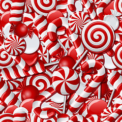 Image showing Seamless background with red and white candies. 