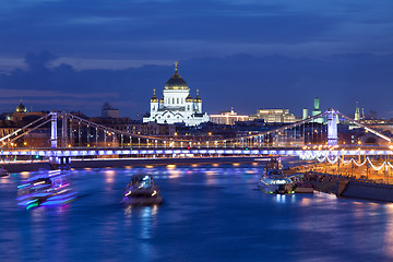 Image showing Night Moscow landscape with river