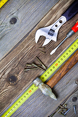 Image showing still life with vintage locksmith tools