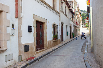 Image showing Tossa de Mar, Spain, June 17, 2013: Children play with a ball