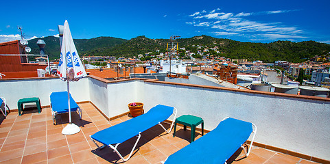 Image showing Solarium on the roof of the hotel