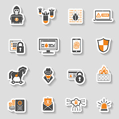 Image showing Internet Security Icon Sticker Set