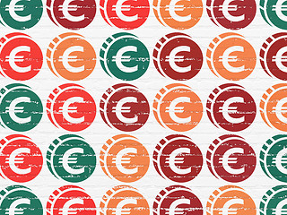 Image showing Currency concept: Euro Coin icons on wall background