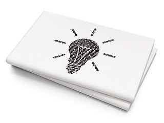 Image showing Finance concept: Light Bulb on Blank Newspaper background