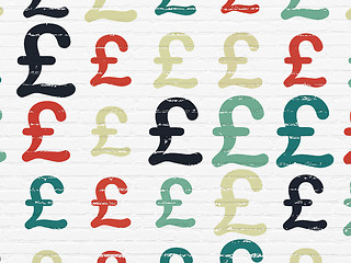 Image showing Currency concept: Pound icons on wall background