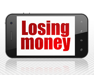 Image showing Banking concept: Smartphone with Losing Money on display