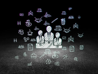 Image showing Finance concept: Business Team in grunge dark room