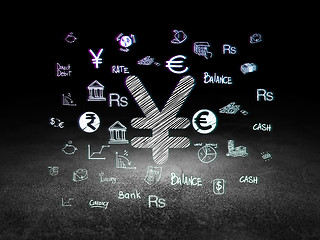 Image showing Money concept: Yen in grunge dark room