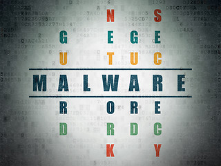 Image showing Protection concept: word Malware in solving Crossword Puzzle