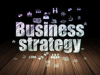 Image showing Business concept: Business Strategy in grunge dark room