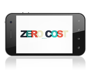 Image showing Finance concept: Smartphone with Zero cost on  display
