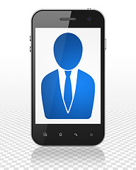 Image showing Finance concept: Smartphone with Business Man on display