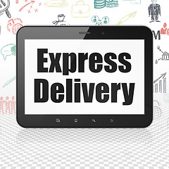 Image showing Business concept: Tablet Computer with Express Delivery on display