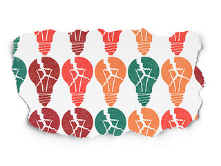 Image showing Business concept: Light Bulb icons on Torn Paper background