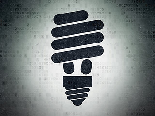 Image showing Business concept: Energy Saving Lamp on Digital Paper background