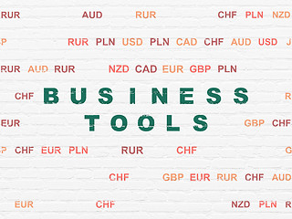 Image showing Finance concept: Business Tools on wall background