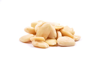 Image showing Blanched almonds on white