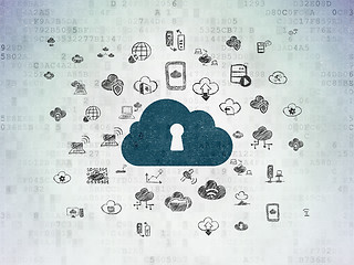 Image showing Cloud technology concept: Cloud With Keyhole on Digital Paper background