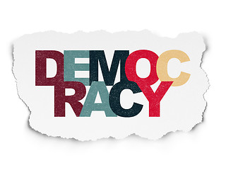 Image showing Political concept: Democracy on Torn Paper background