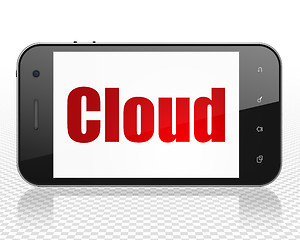 Image showing Cloud technology concept: Smartphone with Cloud on display