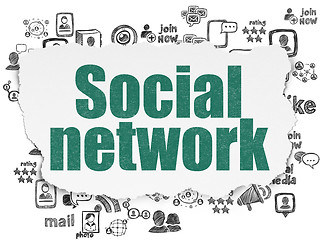 Image showing Social media concept: Social Network on Torn Paper background