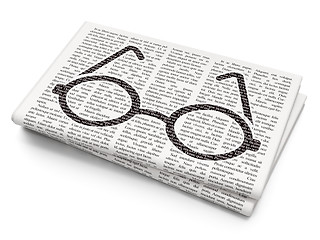 Image showing Studying concept: Glasses on Newspaper background