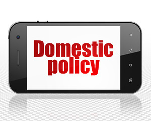 Image showing Politics concept: Smartphone with Domestic Policy on display