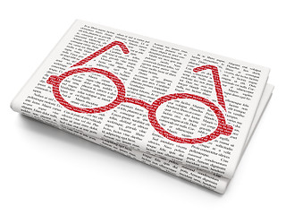 Image showing Learning concept: Glasses on Newspaper background