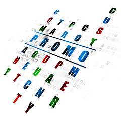 Image showing Advertising concept: word Promo in solving Crossword Puzzle