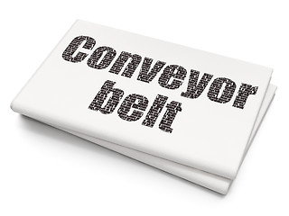 Image showing Manufacuring concept: Conveyor Belt on Blank Newspaper background