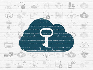 Image showing Cloud computing concept: Cloud With Key on wall background