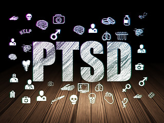 Image showing Health concept: PTSD in grunge dark room