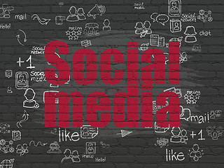 Image showing Social media concept: Social Media on wall background