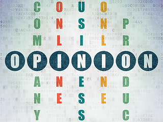 Image showing Marketing concept: word Opinion in solving Crossword Puzzle