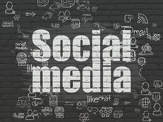 Image showing Social media concept: Social Media on wall background