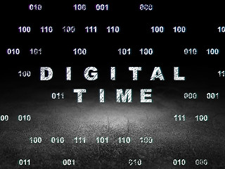 Image showing Timeline concept: Digital Time in grunge dark room