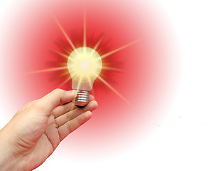 Image showing Background with lit lightbulb