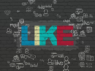 Image showing Social network concept: Like on wall background