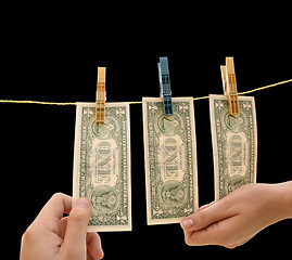 Image showing Dollars on the wire