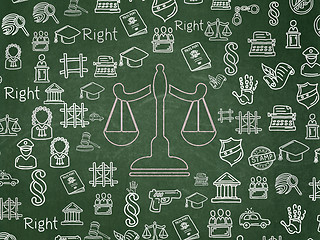 Image showing Law concept: Scales on School Board background