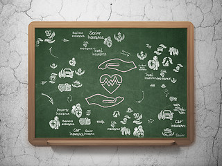 Image showing Insurance concept: Heart And Palm on School Board background