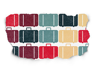 Image showing Vacation concept: Bag icons on Torn Paper background