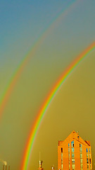 Image showing Double rainbow over the city