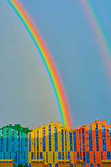 Image showing Double rainbow over the city