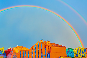 Image showing Double rainbow over the city