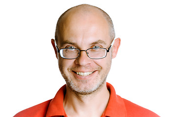 Image showing Smiling unshaven man on a white background with glasses