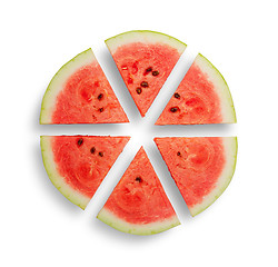 Image showing Watermelon cut into six segments