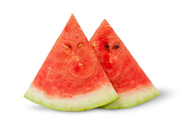 Image showing Two pieces of watermelon near