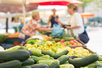 Image showing Farmers\' food market stall with variety of organic vegetable.