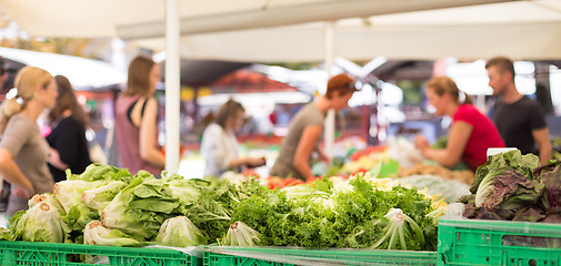 Image showing Farmers\' food market stall with variety of organic vegetable.